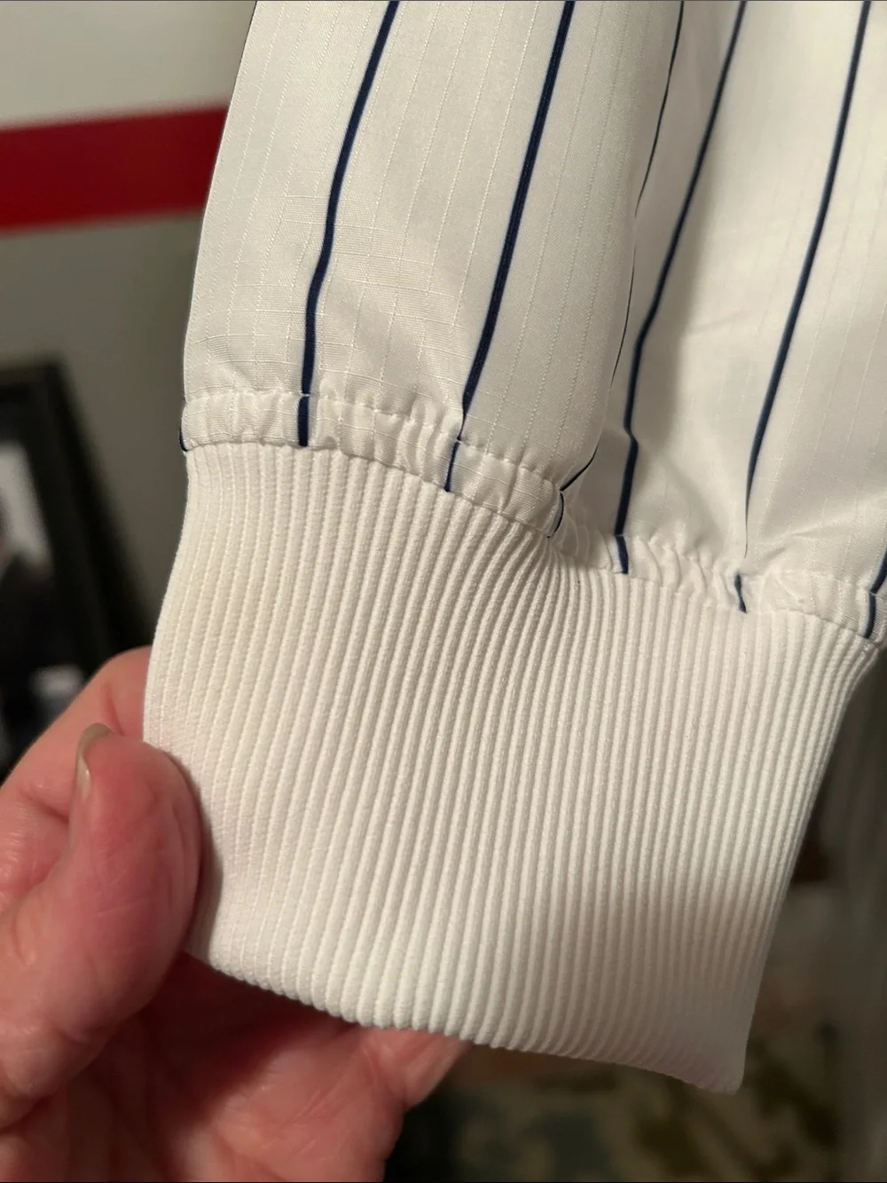 DSG White Shirt with Navy Vertical Stripes - Button Front Casual